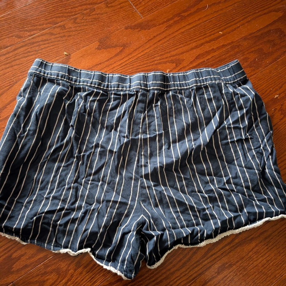 Joe Fresh Navy and White Striped Detailed Shorts